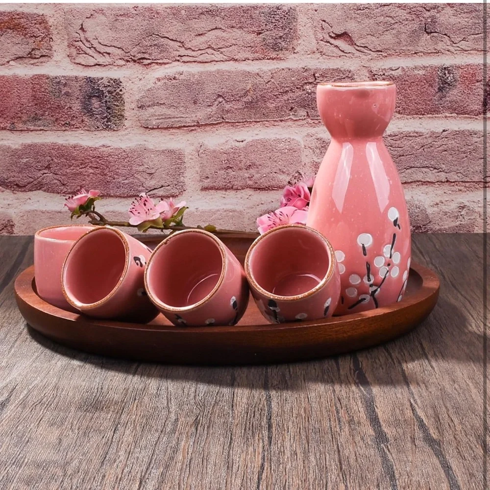 Pink Cherry Blossom Sake Set